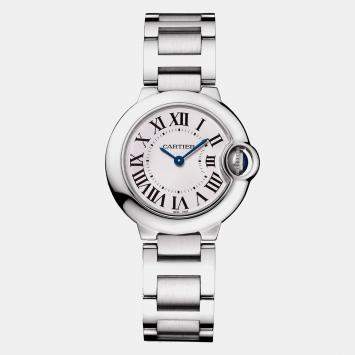 Cartier Silver Ballon Bleu de Cartier Quartz Women's Wristwatch 28mm