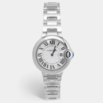 Pre Owned Cartier Ballon Bleu W6920084 Silver Dial Stainless Steel Women's Wristwatch 33 mm