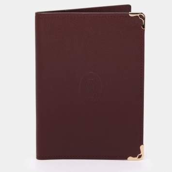 Pre Owned Cartier Burgundy Leather Must de Cartier Passport Holder