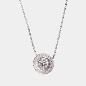 Pre Owned Cartier D'Amour Diamond Halo 18K White Gold Pendant Necklace