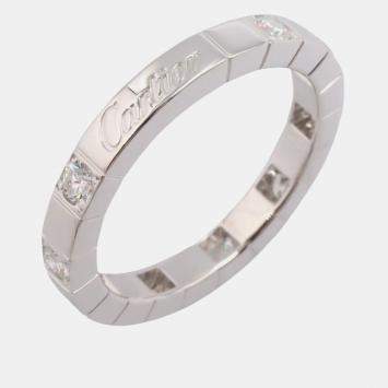 Pre Owned Cartier Lanieres 18K White Gold and Diamond Band Ring EU 52