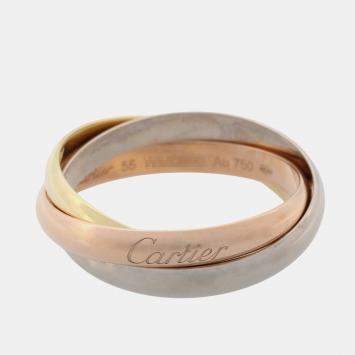 Pre Owned Cartier Trinity 18K Yellow, Rose, White Gold Band Ring EU 55