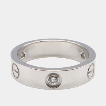 Pre Owned Cartier Love 18K White Gold and Diamond Band Ring EU 60