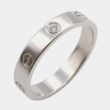 Pre Owned Cartier Love Mini Diamond 18K White Gold Ring EU 57