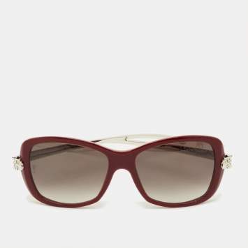 مملوكة مسبقًا Cartier Burgundy/Grey Gradient Panthere Wild Cat Eye Sunglasses