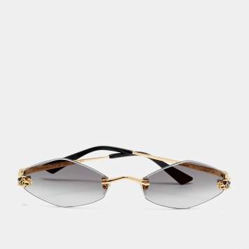 مملوكة مسبقًا Cartier Black/Gold Gradient CT0133S Panthere De Cartier Sunglasses