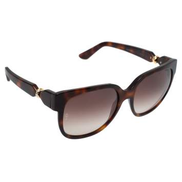 Pre Owned Cartier Tortoiseshell / Brown Gradient Trinity De Cartier Square Sunglasses