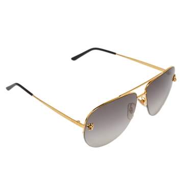 Pre Owned Cartier Gold/Black Gradient Panthere De Cartier Aviator Sunglasses