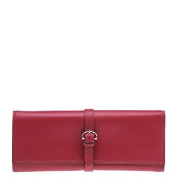 Pre Owned Cartier Fuchsia Leather Jewelry Roll Holder Travel Case