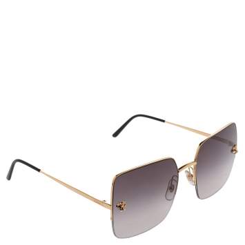 Pre Owned Cartier Black CT0121S Oversized Square Gradient Sunglasses 