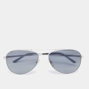 Pre Owned Cartier Black Acetate and Metal Aviator Gradient Sunglasses