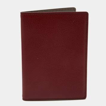 Pre Owned Cartier Maroon Leather Passport Holder