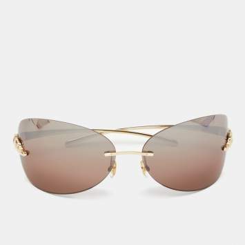 Pre Owned Cartier Gold Tone/Brown Gradient Panthère de Cartier Rimless Sunglasses