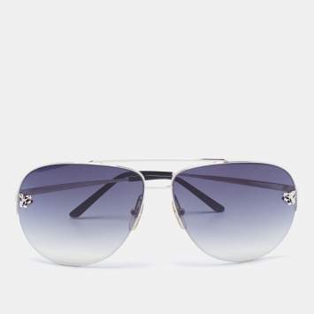 Pre Owned Cartier Black Gradient Panthere De Cartier Aviator Sunglasses