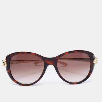 Pre Owned Cartier Brown/Gold Panthere Wild Cat Eye Sunglasses