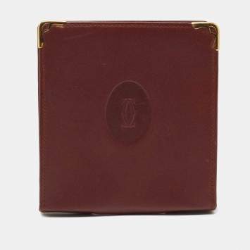 Pre Owned Cartier Burgundy Leather Cigarette Case