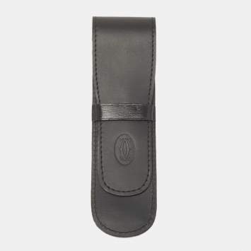 Pre Owned Cartier Black Leather Flap Pen Pouch