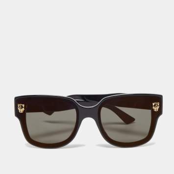 Pre Owned Cartier Black CT0357S Panthere Square Sunglasses