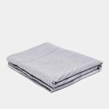 Pre Owned Cartier Grey Panther Motif Cashmere Baby Blanket 
