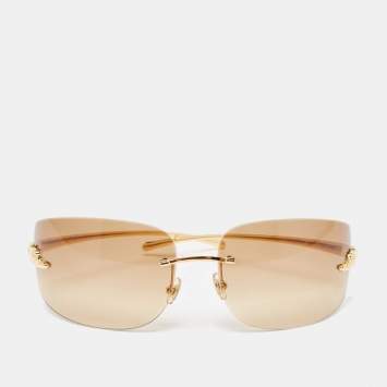 مملوكة مسبقًا Cartier Brown/Gold Gradient Panthere de Cartier Rimless Sunglasses