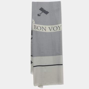 Pre Owned Cartier Grey Bon Voyage Wool Fringed Scarf