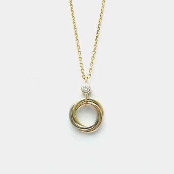 Pre Owned Cartier 18K Yellow, Rose, White Gold and Diamond Trinity Pendant Necklace 