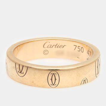 Pre Owned Cartier 18k Yellow Gold Logo de Cartier Ring Size 7