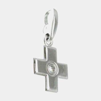 Pre Owned Cartier 18K White Gold and Diamond Cross Charm 