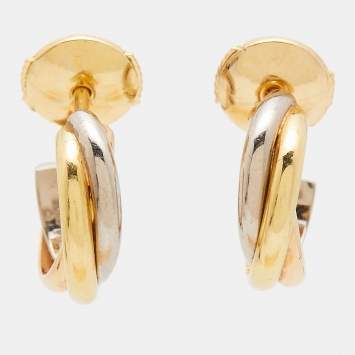Pre Owned Cartier Trinity 18K Three Tone Gold Hoop Earrings