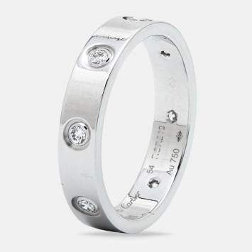 Pre Owned Cartier Love 8 Diamond 18k White Gold Ring Size 54