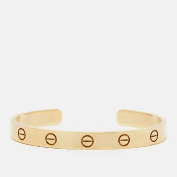 Pre Owned Cartier Love 18K Yellow Gold Open Cuff Bracelet 16