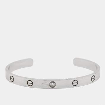 Pre Owned Cartier Love 1 Diamond 18k White Gold Cuff Bracelet
