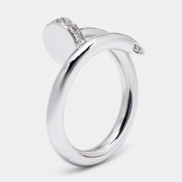 Pre Owned Cartier Juste Un Clou Diamond 18k White Gold Ring Size 50