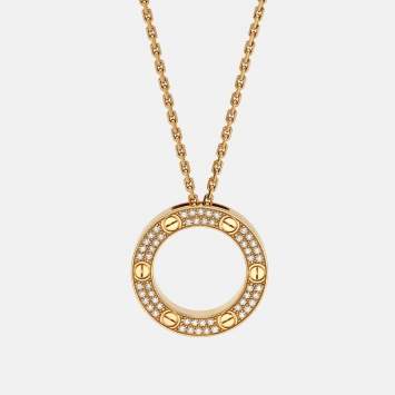 Pre Owned Cartier Love Diamonds 18k Yellow Gold Necklace