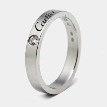 Pre Owned Cartier C De Cartier Diamond Platinum Ring Size 50