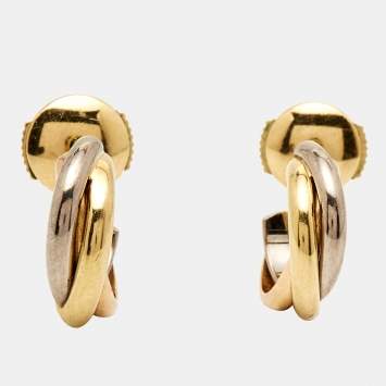 Pre Owned Cartier Trinity 18k Three Tone Gold Earrings