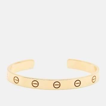 Pre Owned Cartier Love 18k Yellow Gold Open Cuff Bracelet 16