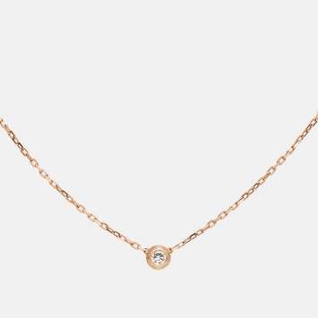 Pre Owned Cartier d'Amour Diamond 18k Rose Gold Small Model Necklace