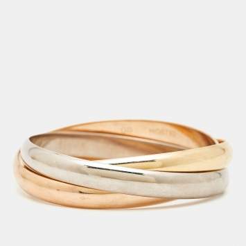 Pre Owned Cartier Trinity 18k Three Tone Gold Bangle Bracelet GD