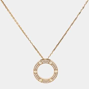 Pre Owned Cartier Love Diamonds 18k Yellow Gold Necklace