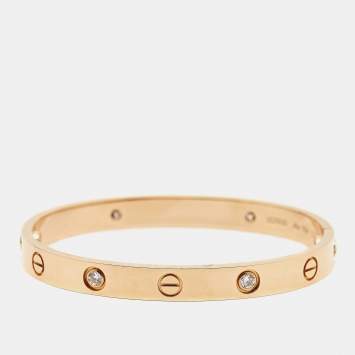 Pre Owned Cartier Love 4 Diamonds 18k Rose Gold Bracelet 16