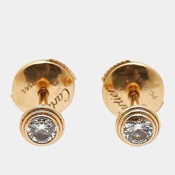 مملوكة مسبقًا Cartier D'Amour Diamond 18K Rose Gold Medium Model Stud Earrings