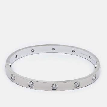 مملوكة مسبقًا Cartier Love 10 Diamonds 18k White Gold Bracelet 17