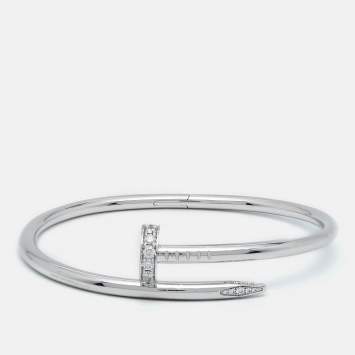 Pre Owned Cartier Juste Un Clou Diamonds 18k White Gold  Bracelet 16