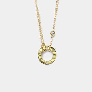Pre Owned Cartier 18K Yellow Gold and Diamond Love Pendant Necklace