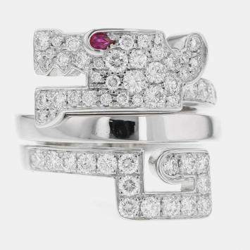 Pre Owned Cartier 18K White Gold Le Beze du Dragon Ring EU 51