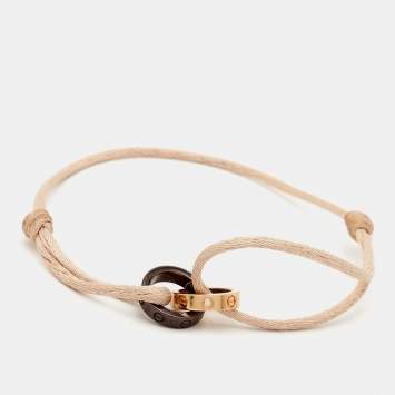 Pre Owned Cartier Love Brown Ceramic Diamonds 18k Rose Gold Adjustable Cord Bracelet