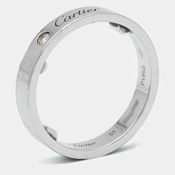 Cartier C De Cartier Diamond Platinum Ring Size 56