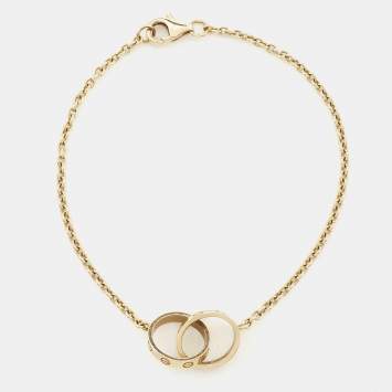 Pre Owned Cartier Love Interlocking 2 Hoops 18K Yellow Gold Bracelet