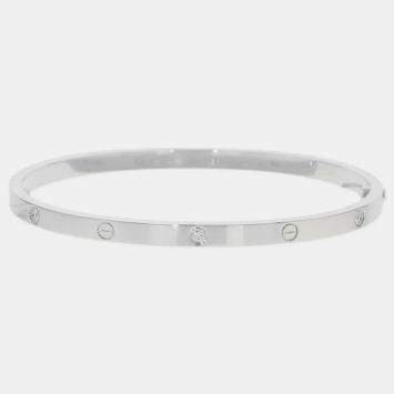 Pre Owned Cartier 18K White Gold and Diamond Love Bangle Bracelet 